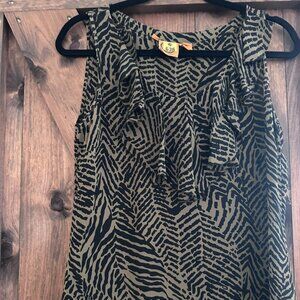 Tory Burch Black Brown Animal Print Silk Blouse 8